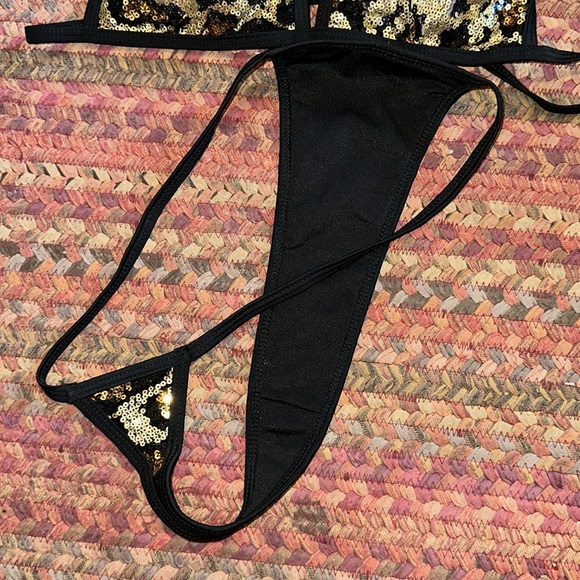 SOLD NWOT CHEETAH SEQUIN G STRING BIKINI THONG SET - Picture 5 of 6